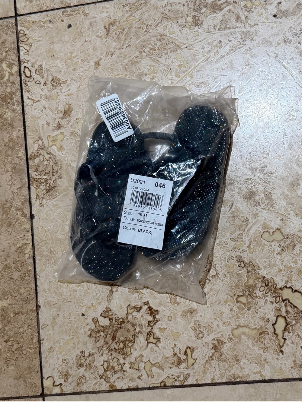 The Children's Place Black Glitter Jelly Sandals